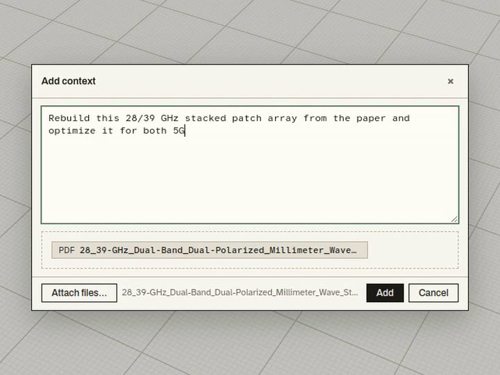 The FRIIS context box with a paper dropped in and the design requirements typed out